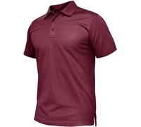 TACVASEN Classics Solid Pique Polo Shirt Magliette Golf Tennis Casual Camicie Uomo, Rosso Vinaccia, L