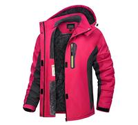 TACVASEN Donna Giacca di Transizione Calda Jacket Winter Foderata Trekking Sci con Cerniera Impermeabile, Rosa rossa