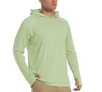 TACVASEN Felpa Uomo con Cappuccio Solari Protezione 50 Maglietta Anti UV Uomo T Shirt Uomo Maniche Lunghe con Foro per Il Pollice, Verde Chiaro XXL