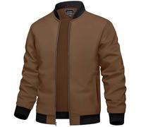TACVASEN Giacca Bomber Uomo Giacca Casual Estate Bomber Blouson Casual College Giacca Giacca Primavera Giacca Sportiva (M, marrone)