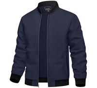 TACVASEN Giacca Bomber Uomo Giacca Casual Estate Giacca Bomber Blouson Casual College Giacca Primavera Giacca Sportiva(M, Navy)
