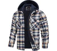 TACVASEN Giacca Camicia da Uomo Jacket Casual con Cappuccio Staccabile, Blu Navy, M