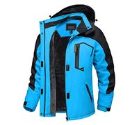TACVASEN Giacca Da Trekking Invernale Donna Antivento Antiacqua Giacca Impermeabile Cappuccio Da Sci Cappuccio Meteo Trekking Campeggio Blu-nero, M
