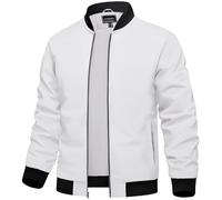 TACVASEN Giacca estiva leggera da uomo bomber blouson sottile giacca sportiva di transizione primavera autunno con tasca interna (M, bianco)