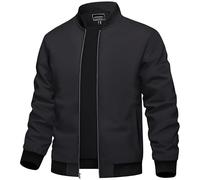 TACVASEN Giacca estiva leggera da uomo bomber blouson sottile giacca sportiva di transizione primavera autunno con tasca interna (S, Nero)
