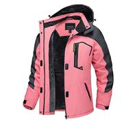 TACVASEN Giacca Funzionale Donna Trekking Giubbotto Invernale Antivento Impermeabile Giubbotto Impermeabile Calda Fleece Snowboard Rosa-grigio, M