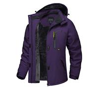 TACVASEN Giacca Impermeabile Donna Inverno Sciate Giacca Outdoor Walking Fleece Mantello Con Cappuccio Rimuovibile Viola Scuro, M