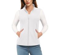 TACVASEN Giacca in Pile da Donna Outdoor Gilet senza Maniche con Tasche e Cerniera Gilet in Pile Caldo Bodywarmer Morbido da Donna Bianco, M