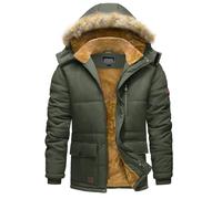 TACVASEN Giacca invernale da uomo, antivento, imbottita, con cappuccio rimovibile, verde, M