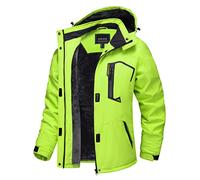 TACVASEN Giacca Invernale Donna Giubbotto Fleece Calda Giacca Funzionale Impermeabile Cappuccio Sci Jacket Outdoor Con Tasche Verde Neon, S