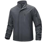TACVASEN - Giacca militare da uomo, giacca impermeabile in pile, giacca softshell invernale, giacca da lavoro con tasche con cerniera, Grigio scuro, M