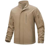 TACVASEN Giacca militare da uomo, impermeabile, in pile, invernale, softshell, con tasche con cerniera, cachi, M