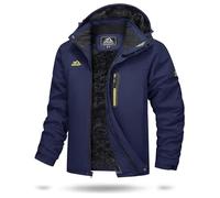 TACVASEN Giacca Sci Uomo Giubbotto Uomo Invernale Parka Antipioggia Cappotto con Cappuccio Rimovibile Giacca da Lavoro Giacche Escursionismo Navy, M