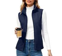 TACVASEN Gilet da Donna in Pile Outdoor Gilet senza Maniche Bodywarmer Caldo in Pile con Tasche con Cerniera Bodywarmer Sportivo Donna Blu Navy, M