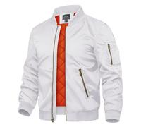 TACVASEN Giubbotto Bomber da Uomo Giacca Casual Invernale Calda Giubbotto Antivento Imbottito Fodera Completa con Cerniera Rivestito, bianco, M
