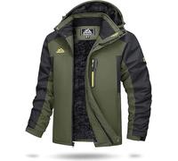 TACVASEN Giubbotto Uomo Invernale Giacca Sci Uomo Giacca Running Pile Moto Softshell Antivento Cappotto con Cappuccio Rimovibile Verde Militare, M