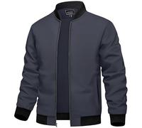 TACVASEN Jacket Uomo Giacca di transizione leggera estiva Giacca sottile da uomo Bomber Blouson US Pilot Jacket (M, Grigio antracite)