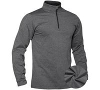 TACVASEN Maglia Uomo Manica Lunga Sport Running Shirt 1/2 Zip Training Top Palestra Jogging Camicia Quick Dry con Collo in Piedi, Grigio Scuro, M