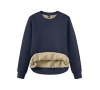TACVASEN Maglione Invernale Donna Collo Rotondo Senza Cappuccio Maglione Maniche Lunghe Scollo Rotondo Felpa Fodera Pile Blu Navy, M