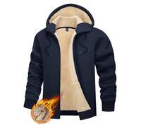 TACVASEN Uomo Giacca in Pile Felpato Giacca Invernale Calda Sport Streetwear (M, Blu marino)