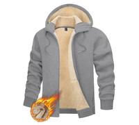 TACVASEN Uomo Giacca in Pile Felpato Giacca Invernale Calda Sport Streetwear (M, Grigio chiaro)