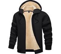 TACVASEN Uomo Giacca in Pile Felpato Giacca Invernale Calda Sport Streetwear (M, Nero)