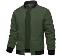 TACVASEN Uomo Giacca leggera Blouson Giacca estiva Aviator Giacca di transizione Stand-up Collar Bomber per uomo (M, Verde Militare)