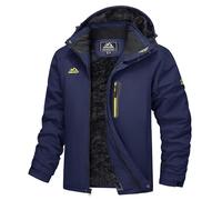 TACVASEN Uomo Giacca Sci Pile Fodera Giacche Invernali Escursionismo Giacca Impermeabile Vento Montagna Cappotti Caldi con Cappuccio Staccabile (M, Blu)