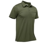 TACVASEN Uomo Polo Shirts Maniche Corte Basic T-Shirt (L, Verde Militare)