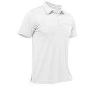 TACVASEN Uomo Polo Shirts Maniche Corte Basic T-Shirt (XXL, Bianco)