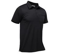 TACVASEN Uomo Polo Shirts Maniche Corte Basic T-Shirt (XXL, Nero)
