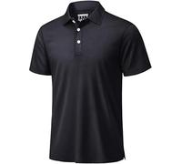 TACVASEN Uomo T-Shirt Basic Polo Shirts Maniche Corte Colori Solidi Traspirante, Nero, M