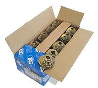 TACWISE 1002 Chiodi Galvanizzati in Bobina Conica Tipo 2,1/32 mm, Punta a Diamante, Annellati e Inclinati di 16°, Fascicolati con Fil di Ferro, Confezione da 14.400, Oro, Set di 14000 Pezzi