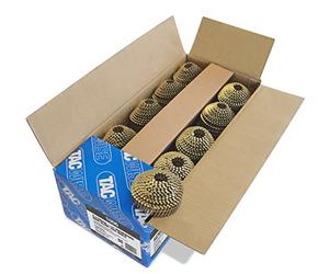 TACWISE 1006 Chiodi Galvanizzati in Bobina Conica Tipo 2,1/38 mm, Punta Smussata, Annellati e Inclinati di 16°, Fascicolati con Fil di Ferro, Confezione da 14.400, Oro
