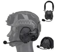 TACWJDM Casco Tattico Airsoft Paintball Cuffie Comunicazione, Protezione Le Orecchie (utilizzato Con Guide ARC O Direttamente Sulla Testa)cancellazione Attiva Rumore Amplificazione Suono Bluetooth(BK)