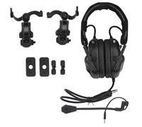 TACWJDM Cuffie Tattiche Airsoft Paintball FAST Helmet (montate Sulla Testa E Sul Casco),Con Padiglioni Auricolari In Memory Foam Ad Alta Elasticità, MIC Rimovibile,Adattatore Regolabile A 360 Gradi(Bk