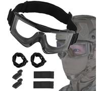 TACWJDM Gafas De Seguridad Tácticas para Casco De Exterior, Transparentes, para Airsoft Y Paintball, Resistentes al Viento Y al Viento, con Acolchado, Compatibles con Varios Cascos(Black)