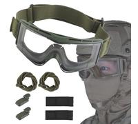 TACWJDM Gafas De Seguridad Tácticas para Casco De Exterior, Transparentes, para Airsoft Y Paintball, Resistentes al Viento Y al Viento, con Acolchado, Compatibles con Varios Cascos(Green)