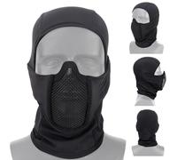 TACWJDM Maschera Protettiva Tattica (semimaschera), Passamontagna Airsoft Cool con Rete Traspirante per Moto, Airsoft Paintball, Compatibile con Caschi(Black)