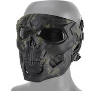 TACWJDM Maschera Tattica A Forma di Teschio con Occhiali Trasparenti - Traspirante, Antivento, Copertura Completa per Softair, Moto, Halloween, Caschi/Passamontagna Compatibili(CP)