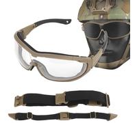 TACWJDM Occhiali di Sicurezza Sportivi, Occhiali Tattici, Occhiali con Protezione UV E Antivento, Fascia Stabile Larga/Stretta, Aste con Angolo Regolabile per Il Gioco Airsoft Paintball CS(Brown-2)