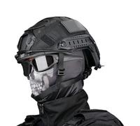 TACWJDM Set Casco Tattico Fast Casco Tattico Airsoft Occhiali (Lenti A 4 Colori) Maschera Facciale Cool Face Cuffie Copricasco Protezione 360 Attrezzatura Tattica Airsoft(Set A,L)