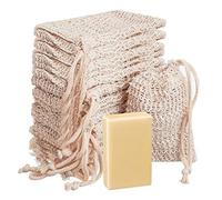 TACYKIBD - 15 Sacchetti per Sapone in Sisal Naturale Con Coulisse, Porta Sapone per Schiumare e Asciugare, Esfoliante per Doccia