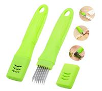 TACYKIBD Affetta Cipolla Verde, Coltello Con Coperchio e 7 Lame in Acciaio Inossidabile, Taglia Verdure per Cetriolo Kiwi Patata, Gadget da Cucina Multifunzionali