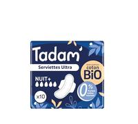 TADAM Dermo-Sensitives - Asciugamani in cotone biologico, protezione ultra notte+ confezione da 10