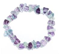 Taddart Minerals - Bracciale in schegge di fluorite naturale colorate montato su filo di nylon elastico, fatto a mano.