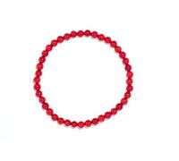 Taddart Minerals - Bracciale rosso marrone in pietra naturale di diaspro con sfere da 4 mm su filo di nylon elastico, fatto a mano