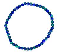 Taddart Minerals - Bracciale verde blu con gemme naturali azzurrite e malachite con sfere da 4 mm montate su filo di nylon elastico, realizzato a mano, Azurit