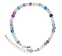 Taddart Minerals - Cavigliera colorata in fluorite naturale con sfere da 4 mm e un'estensione, realizzata a mano