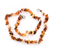 Taddart Minerals - Collana con schegge bianco arancione in corniola naturale con 45 cm di lunghezza - fatta a mano, Ottone, cornelia